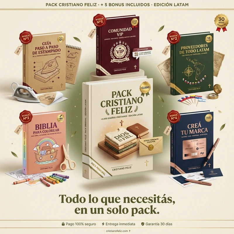 [6x1] +3000 Diseños Cristianos + 2 Bonus de Regalo (Pack Cristiano Feliz)